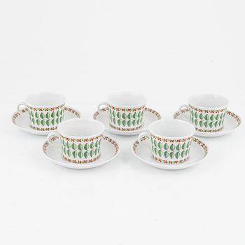 Arthur Percy, five coffee cups and saucers, 'Linda', Upsala Ekeby Karlskrona.