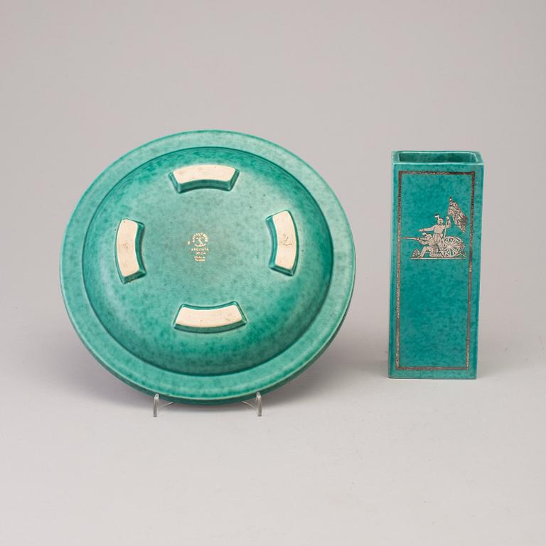 A 1930s  plate and vase by Wilhelm Kåge.