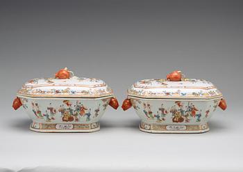 A pair of famille rose tureens with covers, Qing dynasty, Qianlong (1736-95).