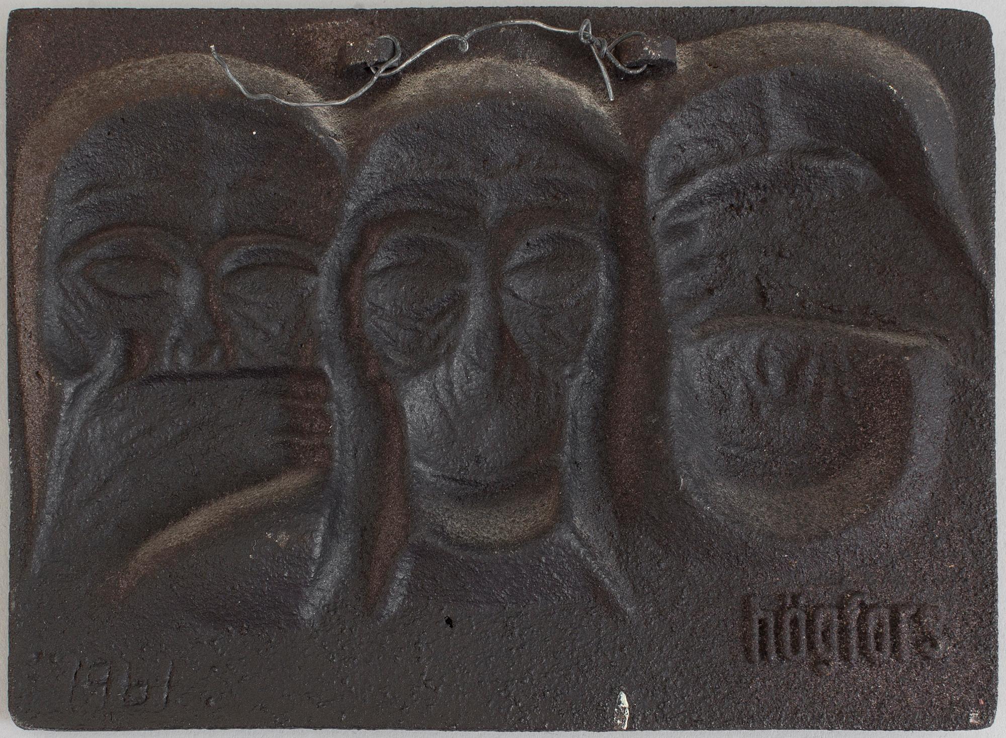 MICHAEL SCHILKIN, a cast iron plaque "See no evil, hear no evil, say no evil", signed and dated Högfors 1961.