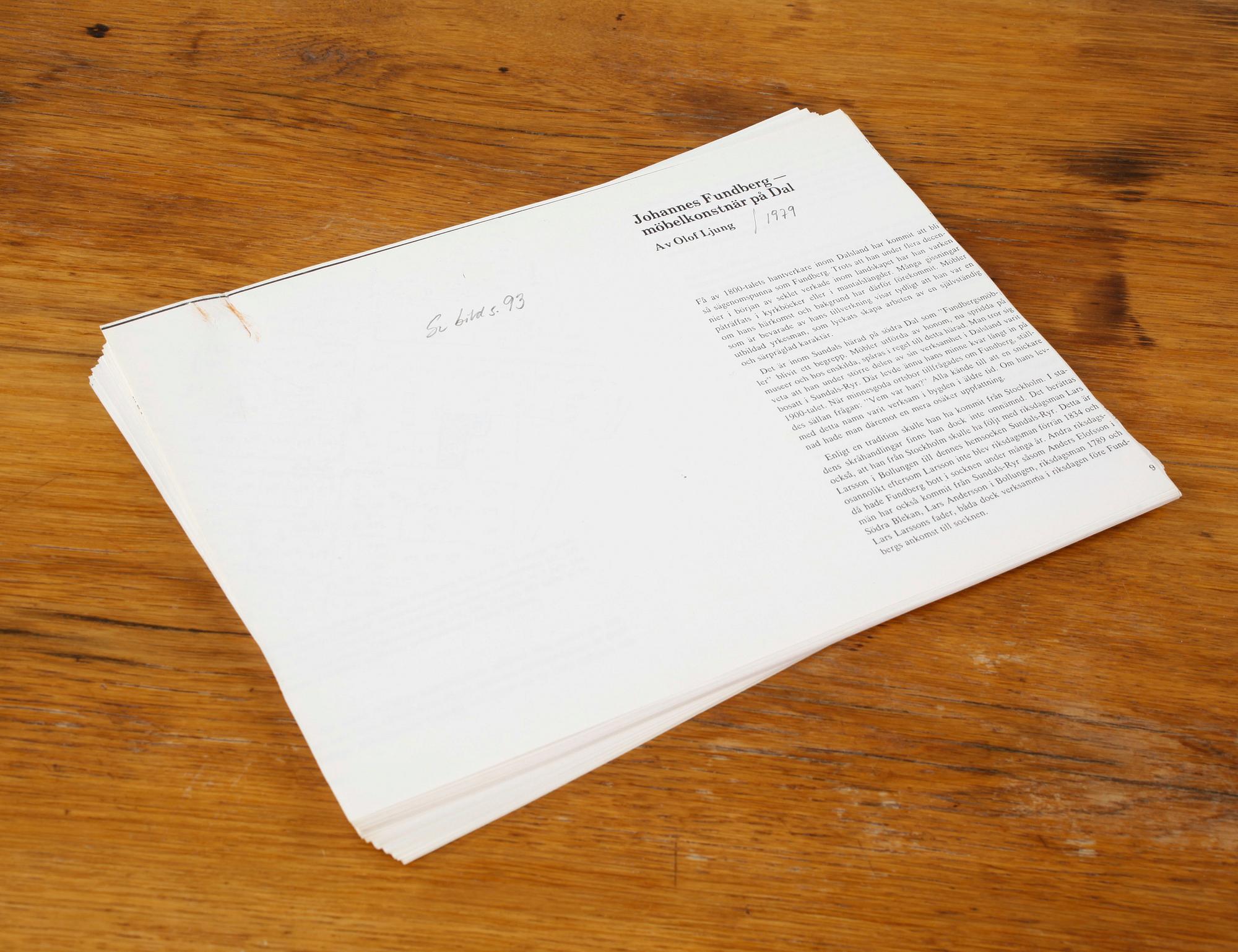 BYRÅ, sengustaviansk provins, Johannes Fundberg, omkring år 1800.