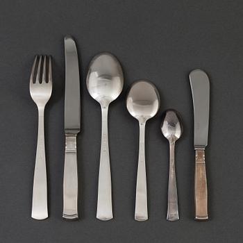 BESTICKUPPSÄTTNING, 60 delar, silver, GAB, modell "Rosenholm", Stockholm, 1900-talets andra hälft. Vikt ca 2296 gram.