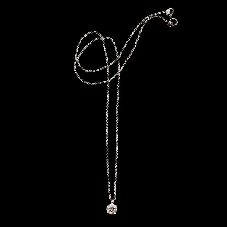 HÄNGE MED KEDJA, 18 k vitguld, briljantslipad diamant 0.85 ct.
