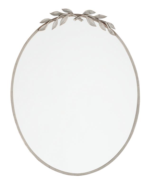 An Estrid Ericson oval pewter mirror by Svenskt Tenn, Stockholm 1931.