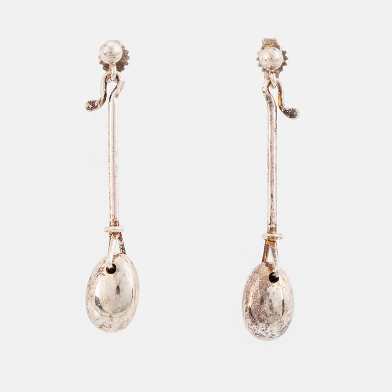 Vivianna Torun Bülow-Hübe, a pair of silver earrings, for Georg Jensen.