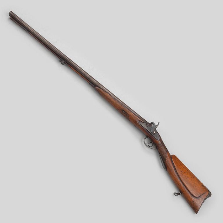Hammerless shotgun, double-barrelled, signed AP Sandberg, 19th century.