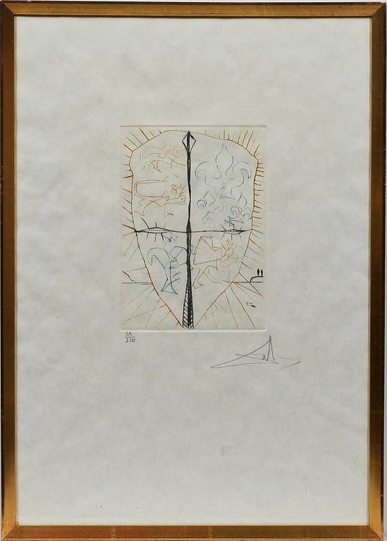 SALVADOR DALI (SPANIEN), Salvador Dali Spanien 1904-1989. Torrnål i färg, 1970, på Japanpapper, signerad 33/250.