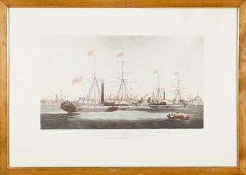 LITOGRAFISKA TRYCK, 2 st, efter WJ Huggins, 1800-/1900-tal.