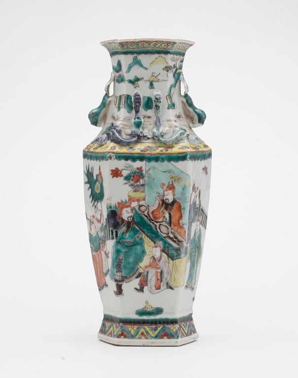 VAS / LAMPFOT, porslin, Kina, 1800-tal.