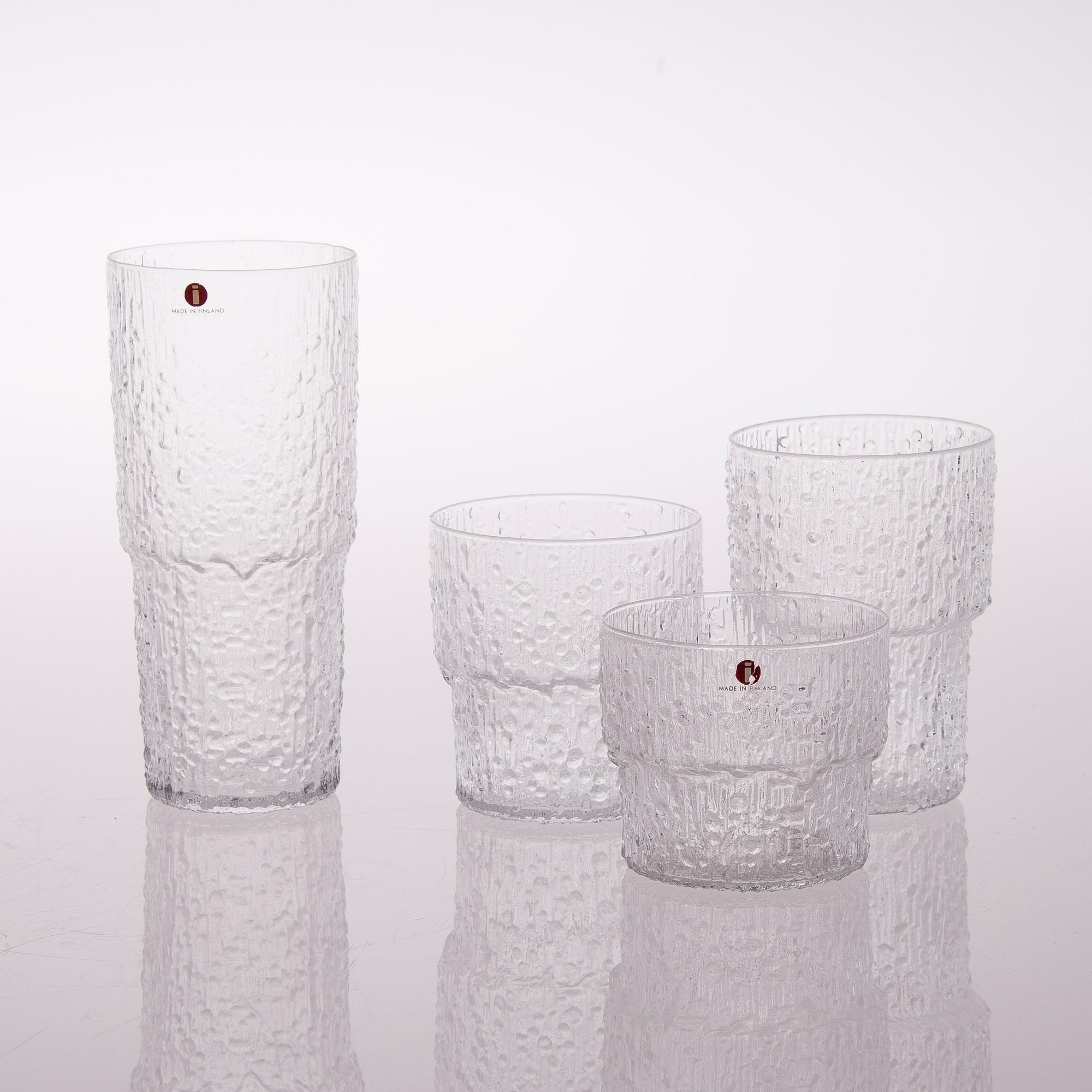 TAPIO WIRKKALA, GLASSERVISDELAR, 20 delar, "Paadar", Iittala, 1970-tal.