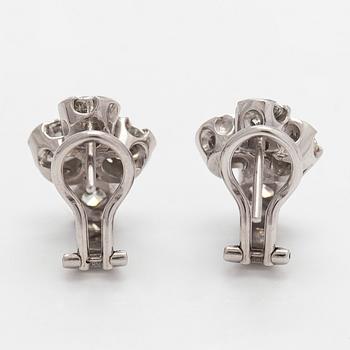 Earrings, brilliant cut diamonds circa 3.40 ct in total, 14K white gold.