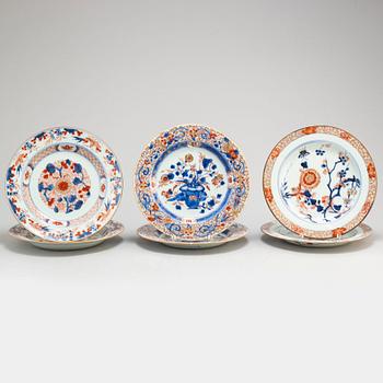 Six imari plates, Qing dynasty, Qianlong (1736-95).