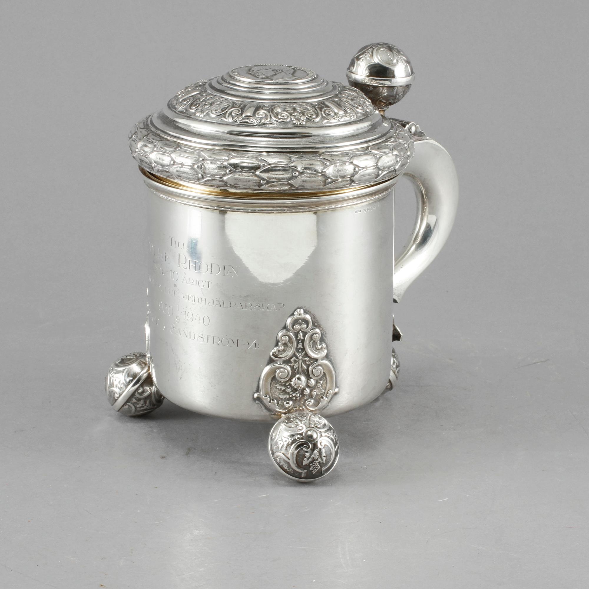 STOP, silver, CG Hallberg, Stockholm, 1940. Vikt 580 gram.
