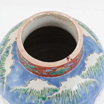 A porcelain lidded urn, Japan, 20th century.