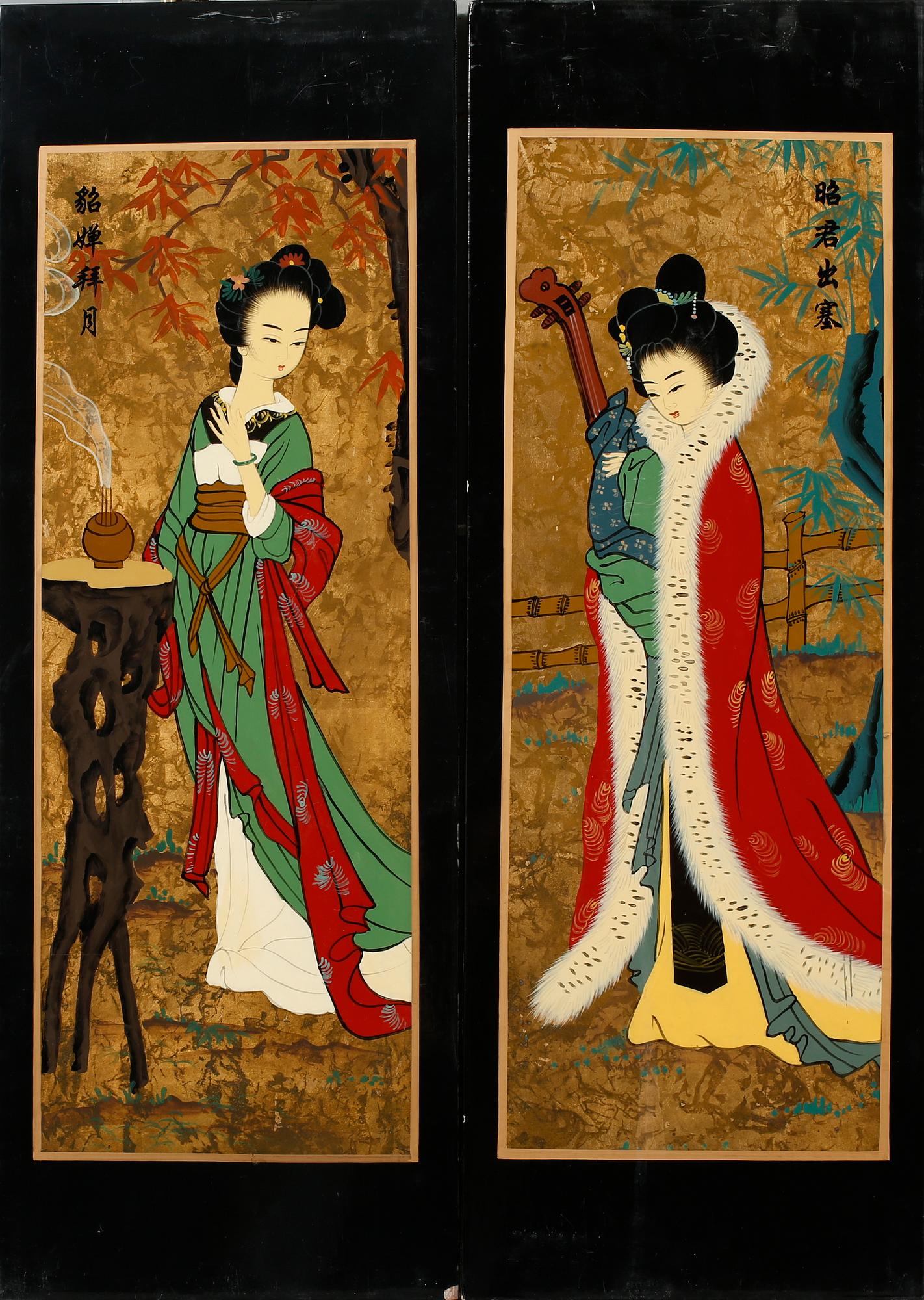 VÄGGPANELER, ett par, Kina, 1900-tal.