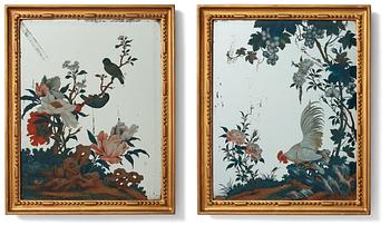 861. A pair of Chinese Export mirror paintings, Qing dynasty, 18th Century.