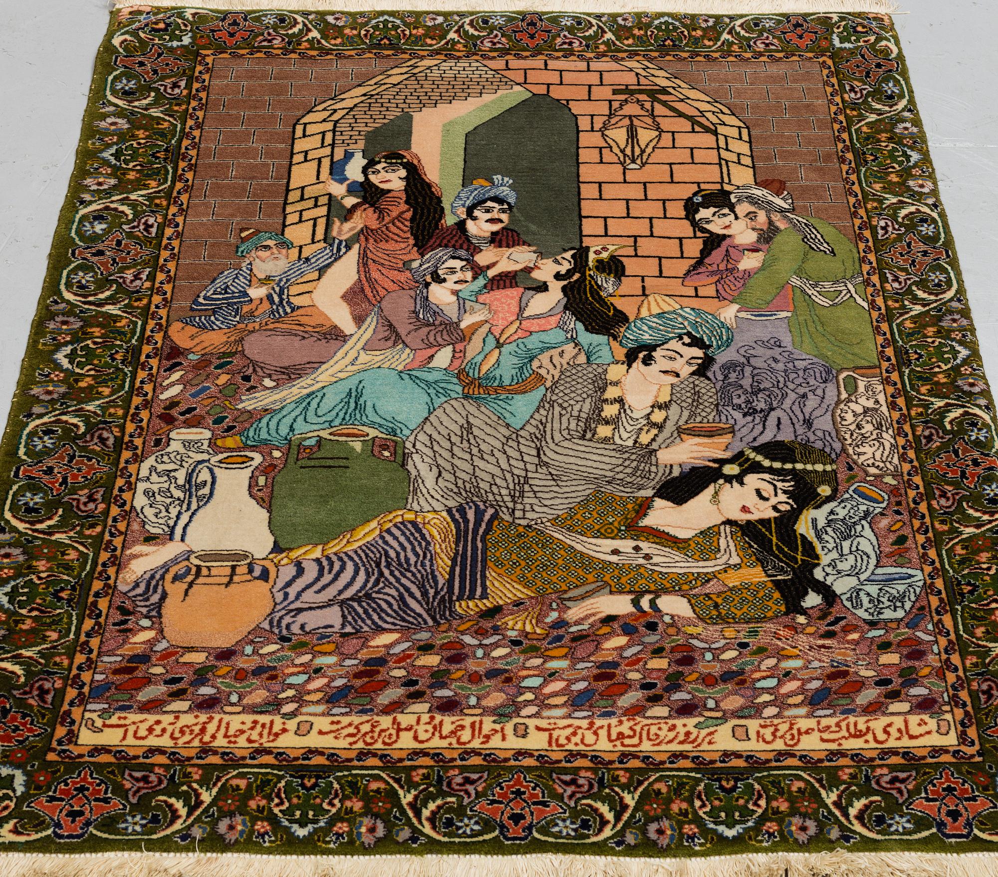 MATTO, an old Tabriz figural, ca 126,5-129,5 x 97,5-98,5 cm.