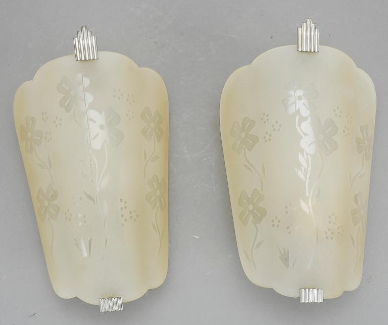 VÄGGLAMPOR, art deco, 1930/40-tal.