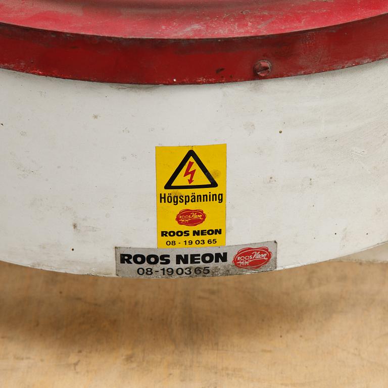 A neon sign for a cafe, Roos Neon, mid 20th century.