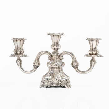 Kandelaber, silver, barockstil, Norge, 1900-tal, svensk importstämpel.