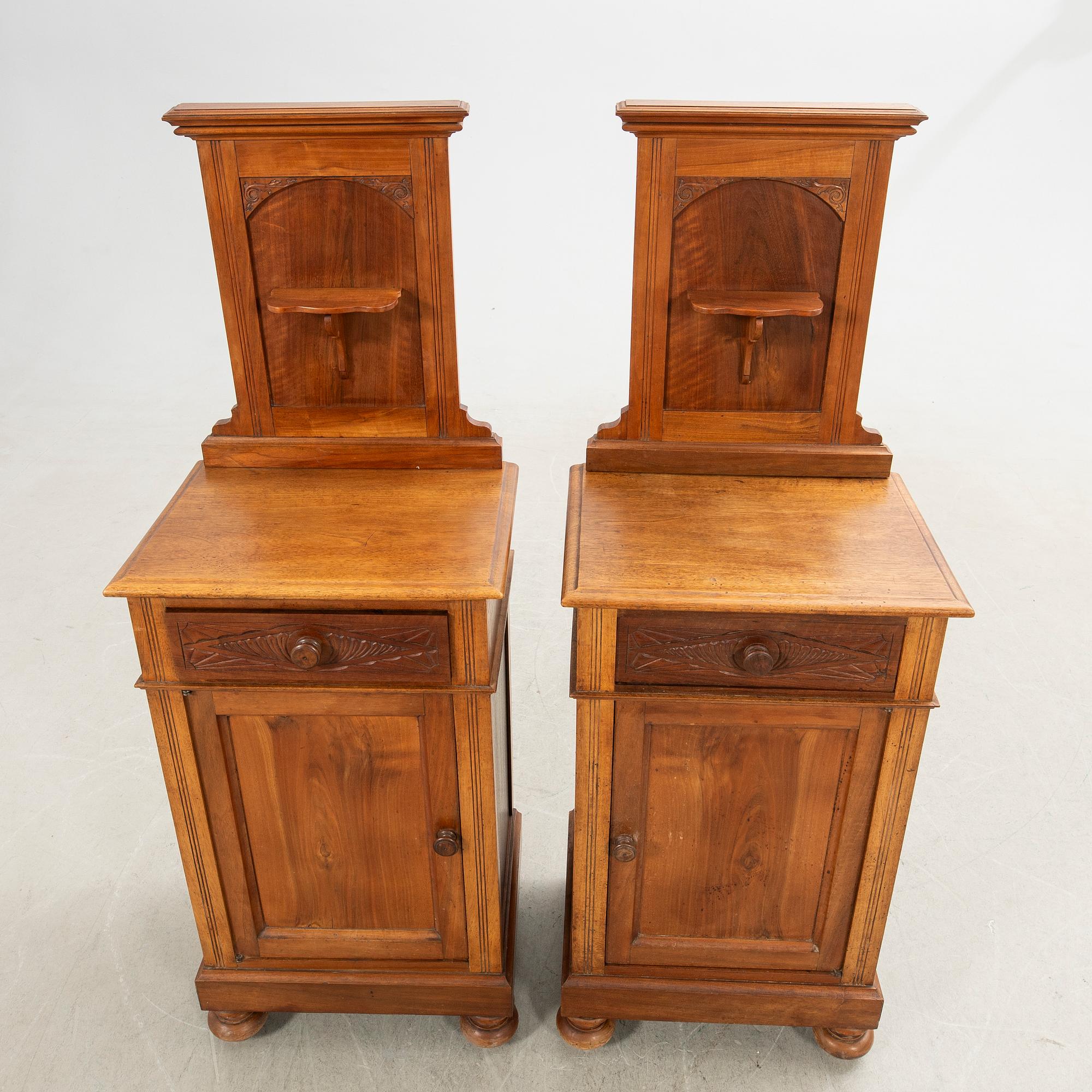 Nightstands, a pair, first half of the 20th century.