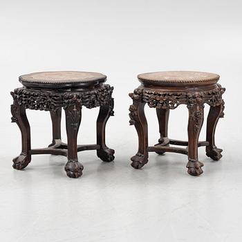 Two hardwood stools, China, 20th century.