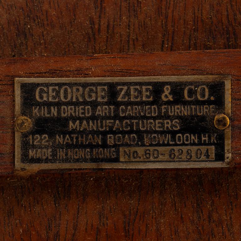 A pair of hardwood 'horse shoe back' hardwood armchairs, Hong Kong, 1960s.