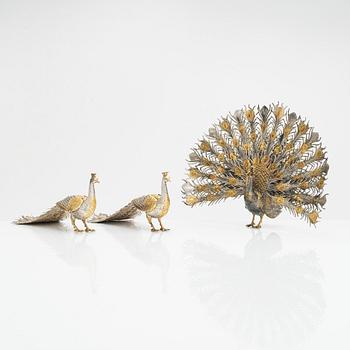 Three silver table decorations, Spain ca. mid-20th century.