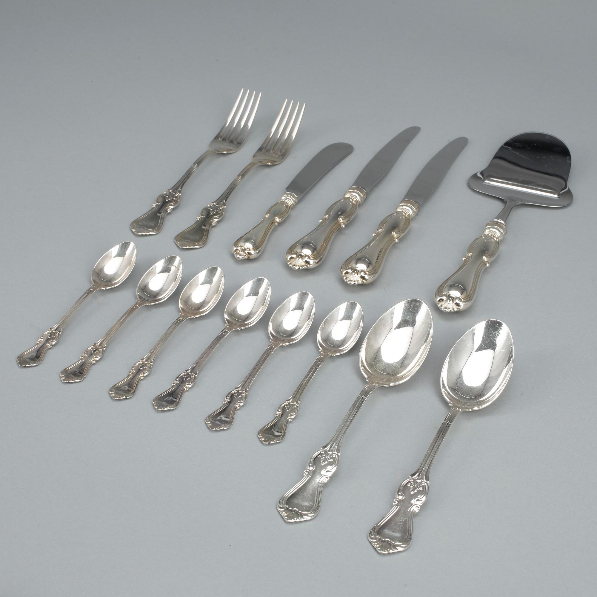 BESTICKUPPSÄTTNING, 14 delar, silver, "Olga", Mema/Gab,  2010. Totalvikt (inkl stålblad) ca508g.