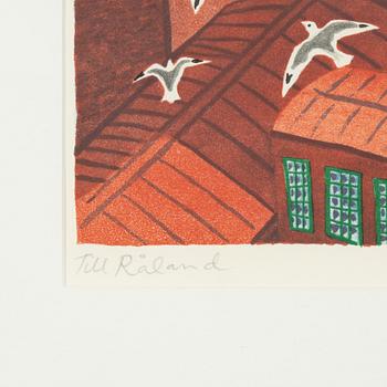 Mona Huss Walin, litografi, signerad och daterad -71 med dedikation, onumrerad.