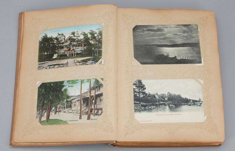 VYKORTSALBUM, ca 168 kort samt FOTOGRAFIER 10 st, motiv från Åland, 1900-talets början.