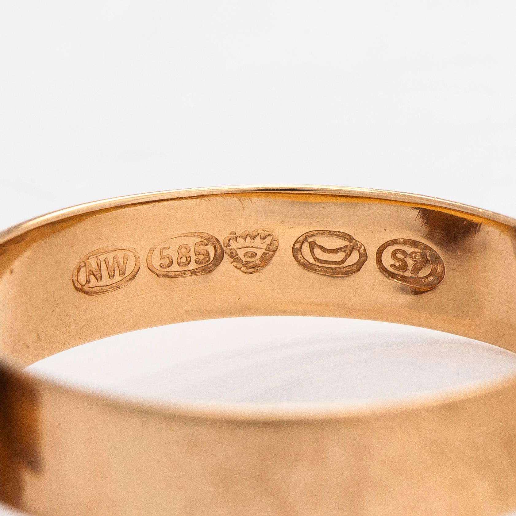 Liisa Vitali, sormus, "Kevät", 14K kultaa, Westerback, Helsinki 1971.