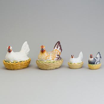 FOUR PARIAN EGG BASKETS, Gustafsberg, second half of the 19th century, one unmarked.