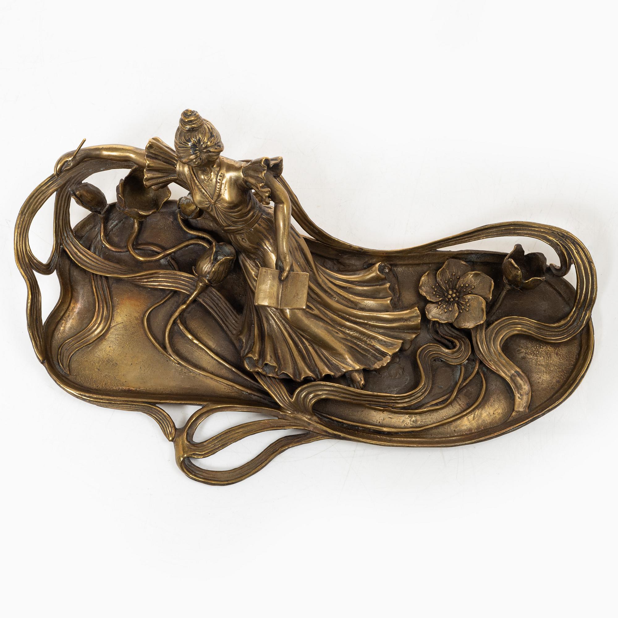 An Art Nouveau brass tray/desk stand, possibly Austria, around 1900.