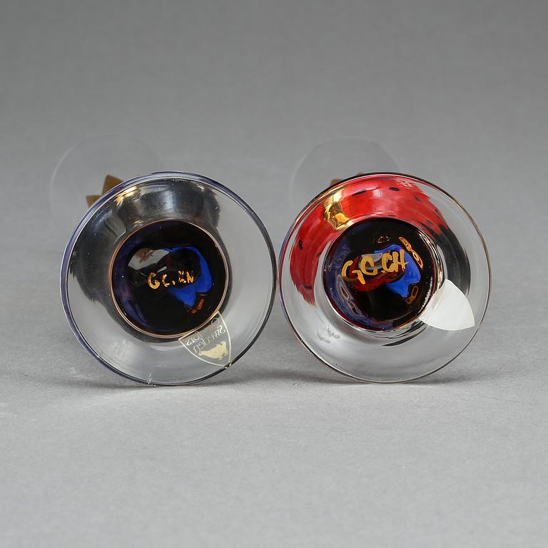 SNAPSGLAS, 2 st. "Nobel", Gunnar Cyrén, Orrefors. Formgivna 1996.