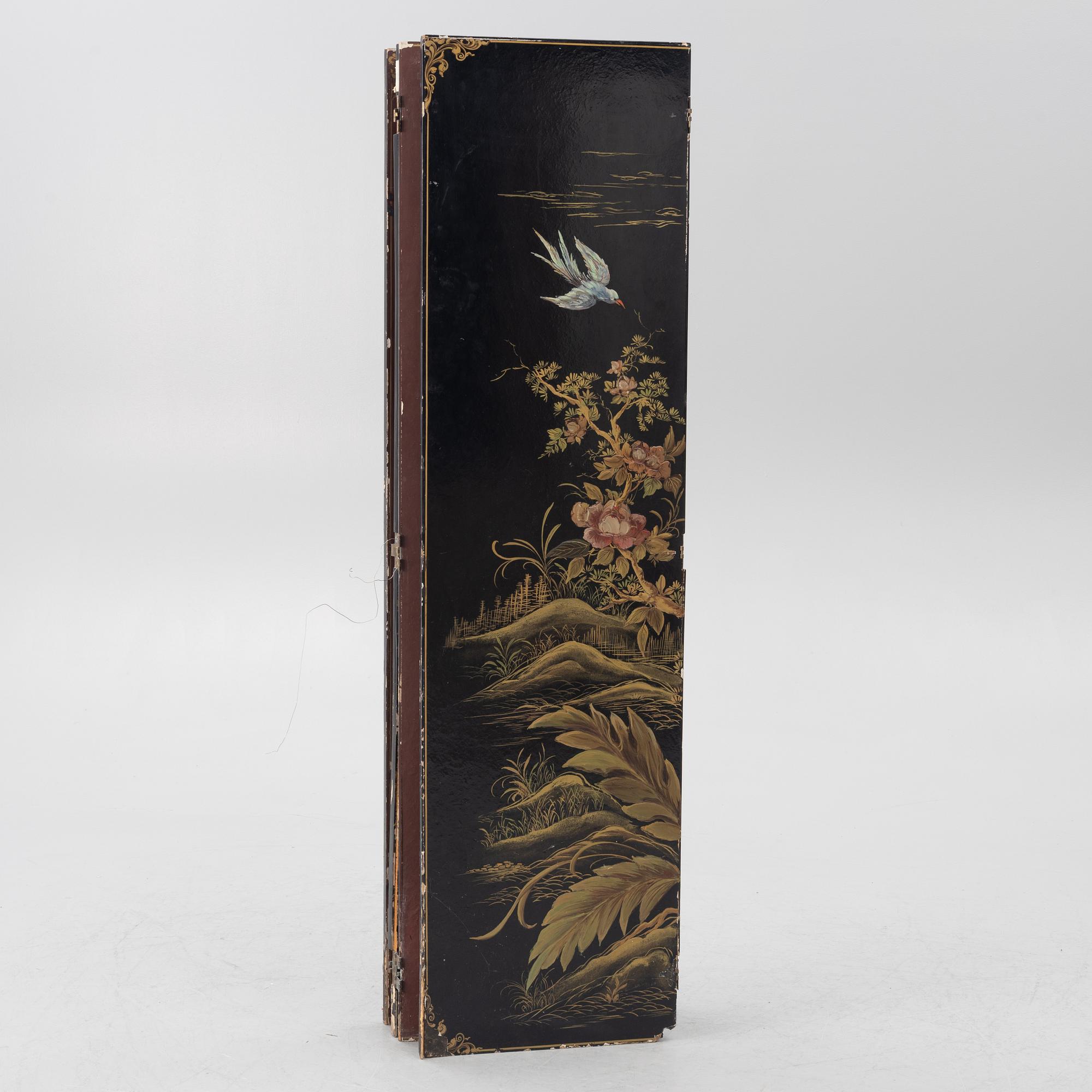 A wooden lacquer screen, 20th century.