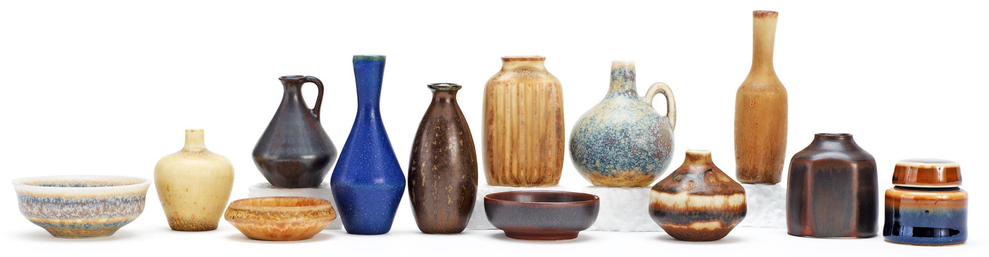 A set of thirteen Carl-Harry Stålhane stoneware miniatures, Rörstrand.