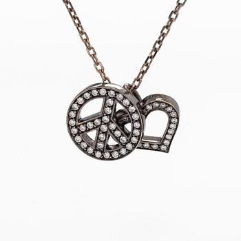 An 18K gold necklace with diamonds.