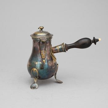 CHOKLADKANNA, argent hache, troligen Frankrike, 1700-tal.