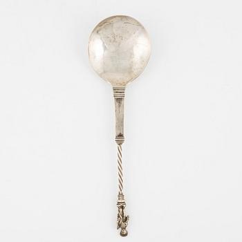 A probably Scandinavian 18th Century silver spoon, unidentified makers mark IK, unclear hallmark.