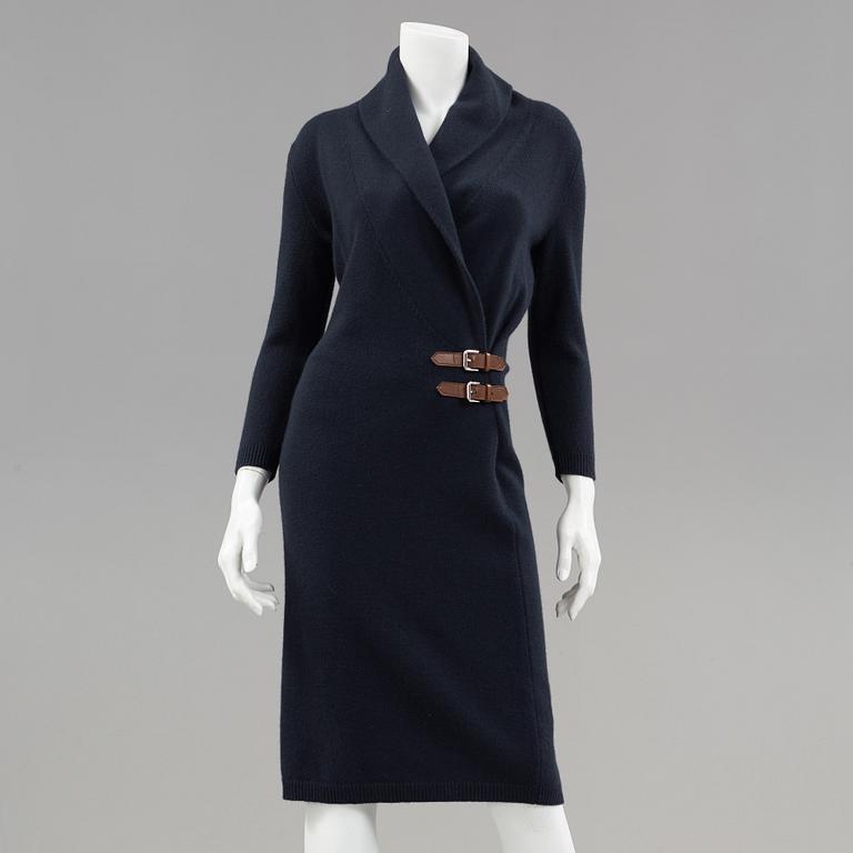 A black wool dress by Ralph Lauren.