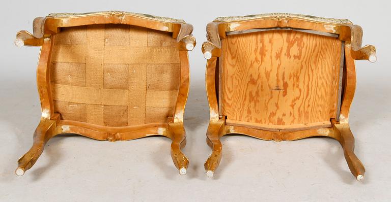 SALONGSMÖBEL, 5 delar, rokokostil, sent 1800-tal.