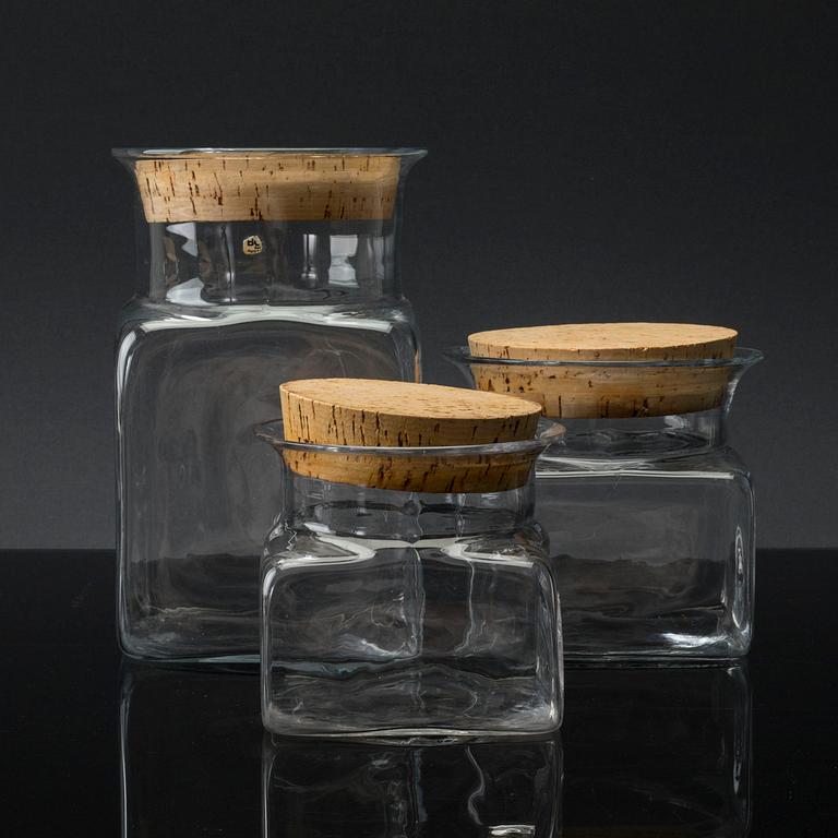 SIGNE PERSSON-MELIN, glas,  8+1 st, "Sill i kvadrat" för Boda Nova 1900-talets andra hälft.