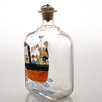 TAPIO WIRKKALA, viinapullo, lasia, signeerattu T.W. Iittala -47.