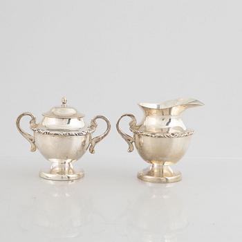 Juveto Lopex Reyes, a sterling silver sugar bowl, creamer and tray, Mexico City, Mexico, mid20th century.