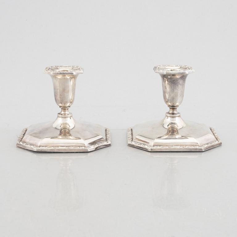 A pair of Norwegian silver candlesticks, mark of Thorvald Marthinsen Sølvvarefabrik.