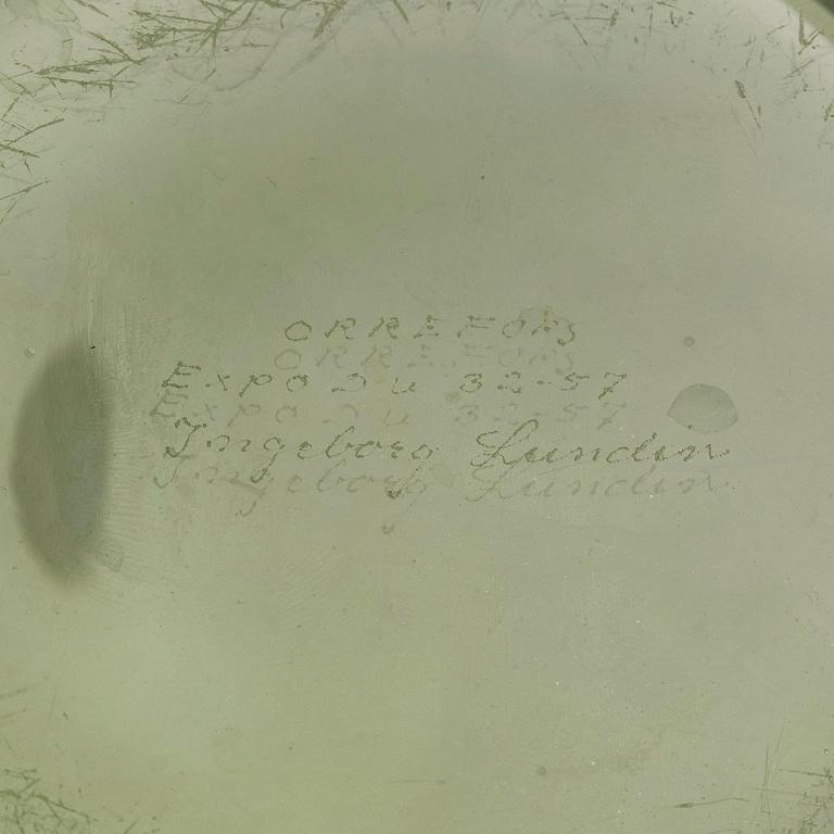 Ingeborg Lundin, vas, grönt underfångsglas, "Äpplet", Orrefors efter 1957.