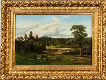Carl August Fahlgren, Lakeside Landscape with an Ancient Oak.