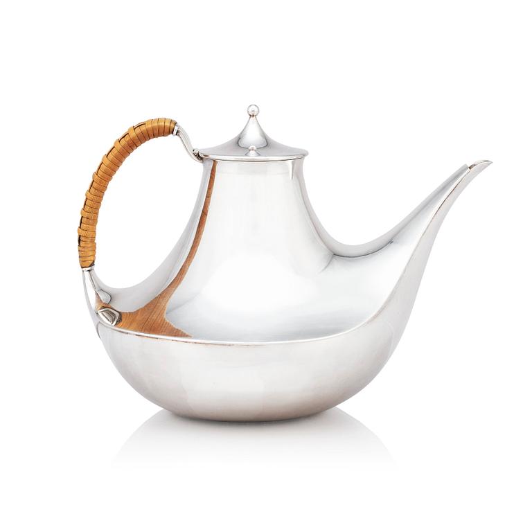 Karl Gustav Hansen, a sterling teapot, model no 418, Hans Hansen, Denmark 1950s-1960s.