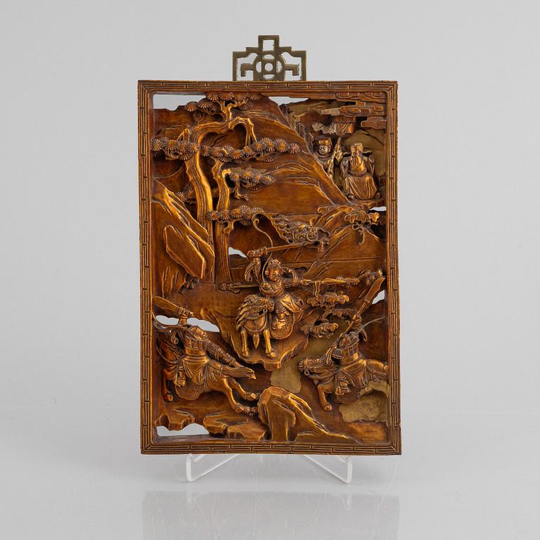 A wooden panel, China, early 20th century.